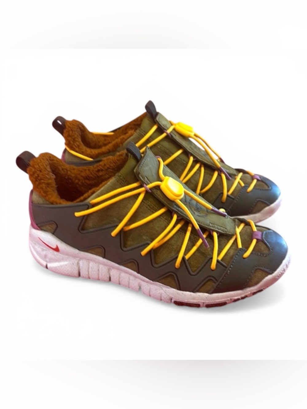 Nike Free N7 Moccasin Winterized Olive Brown Fur Lined Sneakers DX5946-300 Sz 8